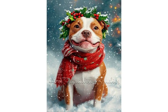 American Staffordshire Terrier Christmas Illustrations: A Festive Graphic Design Asset for Crafters