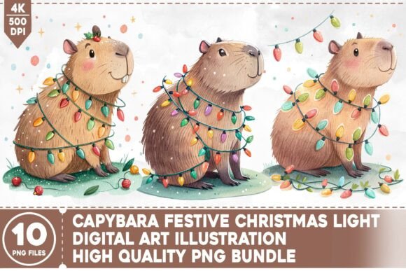 Capybara Christmas Lights PNG Bundle: A Designer’s Practical Take