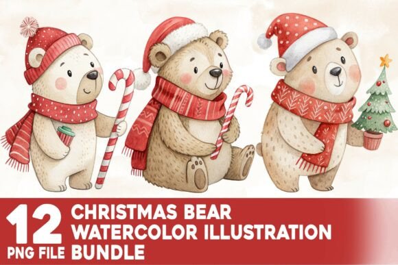 Christmas Bear Watercolor Bundle Review: A Versatile Illustration for Seasonal Branding