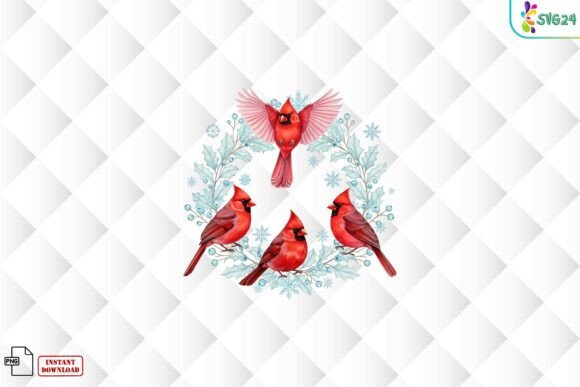 Christmas Cardinal Wreath PNG – A Versatile Illustration for Seasonal Branding
