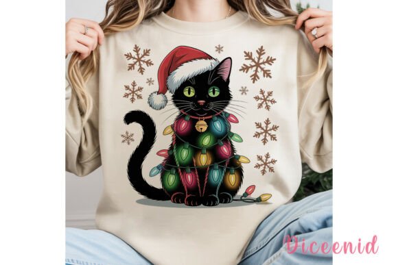 Christmas Cat Lights Tumbler Wrap: Festive Illustrations for Local Branding