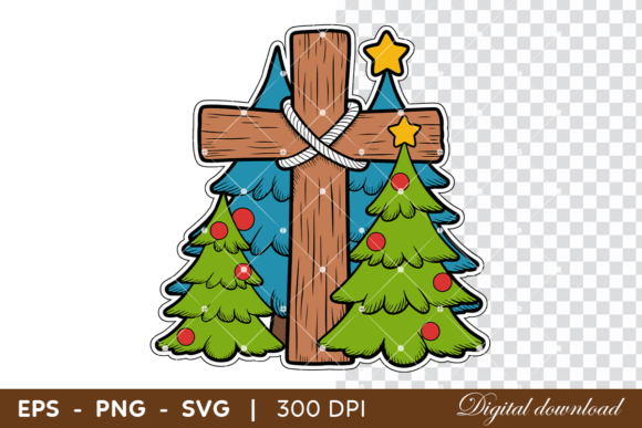 Christmas Cross with Trees Illustration Review