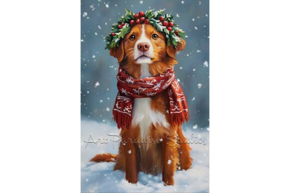 Christmas Duck Tolling Retriever Dog Art: A Festive Illustration for Content Creators