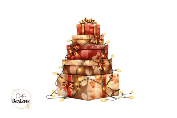 Christmas Gift Stack PNG Holiday Clipart for Real-World Design Projects
