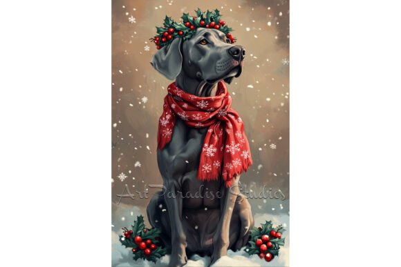 Christmas Great Dane Winter Dog Wall Art: A Festive Illustration for Handmade Creations