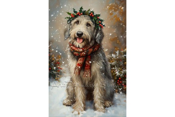 Christmas Irish Wolfhound Dog Wall Art: A Versatile Illustration for Holiday Branding