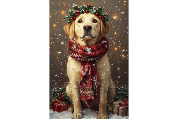 Christmas Labrador Retriever Holiday Art: A Festive Illustration for Local Branding