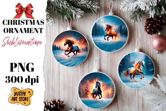 Christmas Ornament Flame Horse Sublimati Illustration Review
