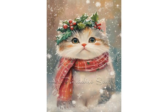 Christmas Persian Cat Cozy Winter Art: A Versatile Illustration for Creative Projects