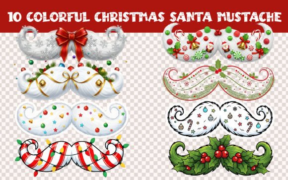 Christmas Santa Mustache Bundle: A Festive Illustration for Creative Sellers