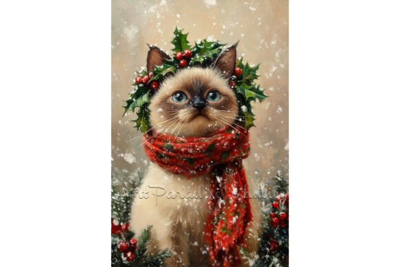 Christmas Siamese Cat Winter TWall Art Review for Real Projects