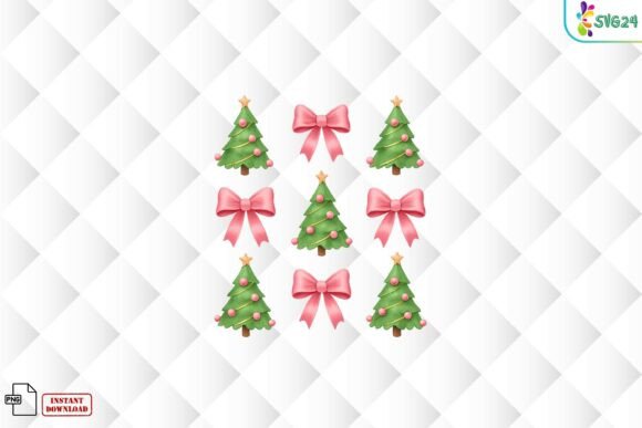 Christmas Tree Pink Bow PNG for Creative Illustrations