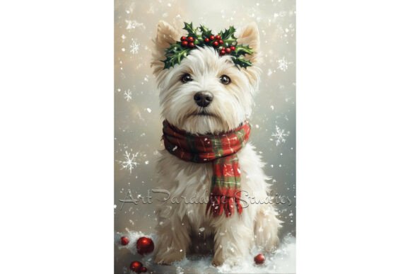 Christmas Westie Dog Snow Wall Art Print Review