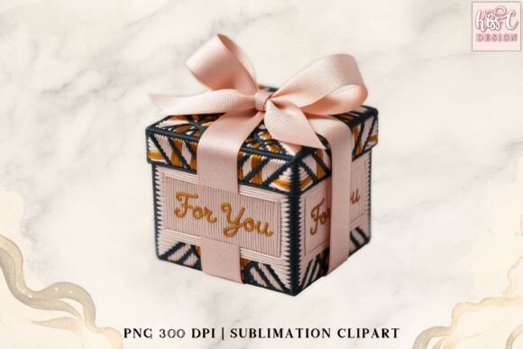 Embroidered Christmas Gift Box PNG: A Versatile Graphic Design Asset for Marketers