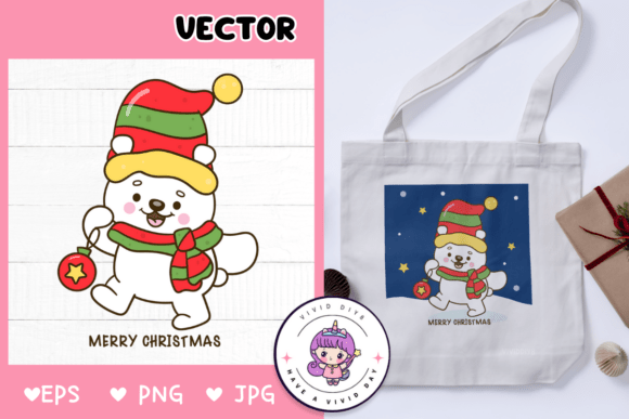 Festive Polar Bear and Christmas Ball Illustrations: A Designer’s Perspective
