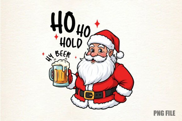 Funny Christmas Santa Ho Ho Hold My Beer: A Lively Illustration for Festive Design Projects