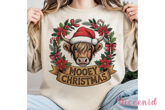 Highland Cow Christmas 20oz Tumbler Wrap: A Festive Illustration for Designers