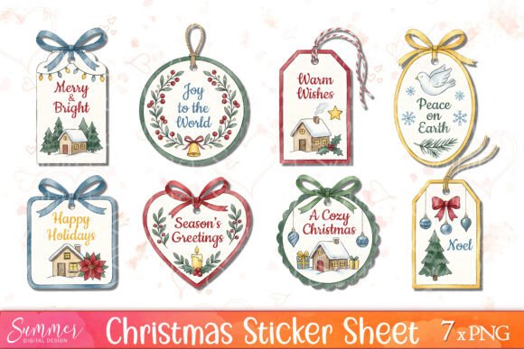 Holiday Wishes Christmas Tags Stickers: A Festive Graphic Design Asset for Local Branding