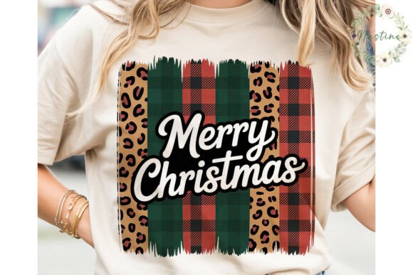 Merry Christmas Plaid Leopard PNG for Illustrations and Digital Products