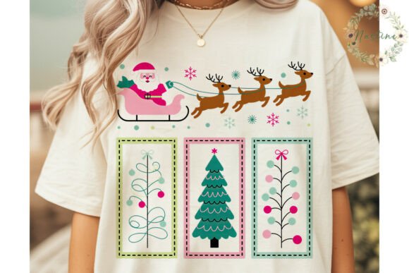 Pink Teal Christmas Trees PNG Clipart Review for Embroidery Projects
