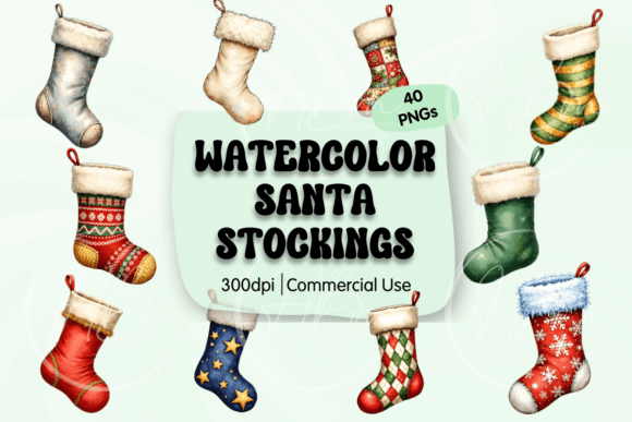 Watercolor Christmas Stockings Clipart: A Versatile Illustration for Seasonal Branding