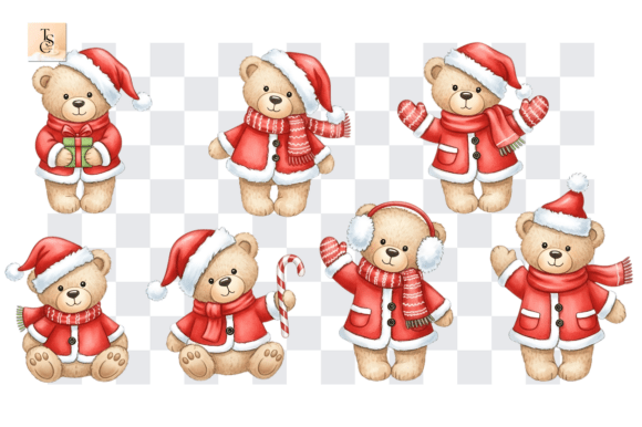 Whimsical Christmas Teddy Bear PNG for Festive Illustrations